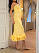 Elegant Sweetheart Ruffle Hem Satin Maxi Dress