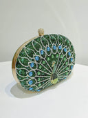 Retro Peacock Rhinestone Party Clutch Bag