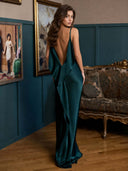 Sexy Elegant Satin Side High Slit Maxi Dress