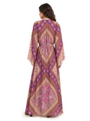 Retro Paisley Print Tie-Waist Maxi Dress