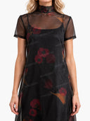 Casual Tie-Neck Multi-Layer Printed Maxi Dress