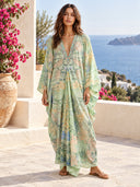 Unique Floral Print V Neck Oversized Midi Dress
