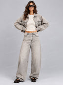 Retro Washed High Waist Barrel Leg Jeans
