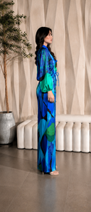Exquisite Geometric Print Shirt & Wide-Leg Pants Two-Piece Set