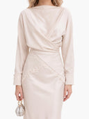 Elegant Satin Lace-trimmed Wrap Top Two-piece Set