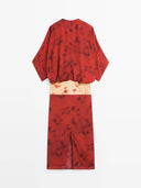 Casual Abstract Tie-Dye Kimono Sleeve Maxi Dress