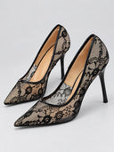 Floral Lace Pointed Toe Stiletto Pumps