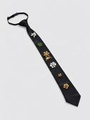 Embellished Floral Charm Skinny Necktie