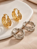 Crystal Filigree Gold Hoop Earrings