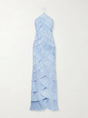 Pleated Tiered Halter Maxi Dress