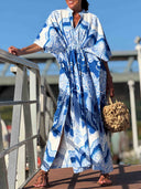 Casual Baroque Print High-Neck Kaftan Maxi Dress