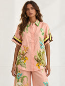 Papaya Garden Print Oversized Shirt