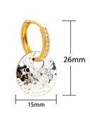 Two Tone Hammered Disc Hoop Earrings