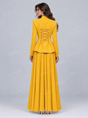 Elegant Structured Peplum Top & Wide Leg Maxi Pants Two Piece Set