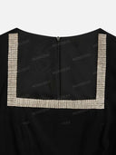 Pearl Trim Square Neck Wide Leg Jumpsuit