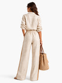 Minimalist Relaxed Button-Up Shirt & Drawstring Wide Leg Pants Set
