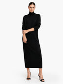 Elegant Knit High-Neck Loose Midi Dress