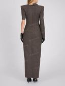 Elegant Lace Panel Blazer Maxi Dress