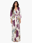 Elegant Watercolor Print Satin High-Waist Maxi Skirt