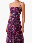 Elegant Abstract Print Ruched Spaghetti Strap Maxi Dress