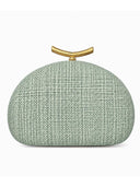 Fashion Half-Moon Woven Straw Clutch Bag