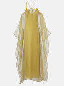 Elegant Sheer Chiffon Cape Sleeve Slip Maxi Dress
