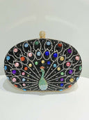 Retro Peacock Rhinestone Party Clutch Bag