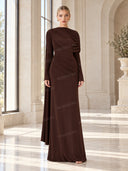 Pleated Ribbon Design Maxi Dress