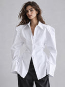 Structured Waist Tailored Button Down Shirt