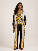 Retro Geometric Print Relaxed Top & Wide Leg Pants Set