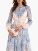Exquisite Paisley Print Shirt A-Line Maxi Dress