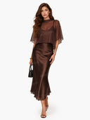 Elegant Chiffon Blouse And Satin Midi Dress Two-piece Set