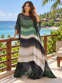 Elegant Gradient Print Kaftan Maxi Dress
