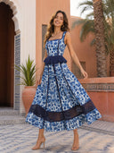Floral Print Square Neck Peplum Lace Trim Two-Piece Set