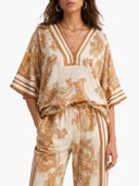 Bohemian Paisley Print Top & Wide-Leg Pants Two-Piece Set