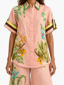 Papaya Garden Print Oversized Shirt