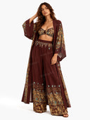 Burgundy Peacock Print 3 Piece Set