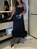 Elegant Sweetheart Ruffle Hem Satin Maxi Dress