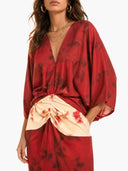 Casual Abstract Tie-Dye Kimono Sleeve Maxi Dress