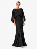 Boat Neck Backless Pleated Maxi Dress