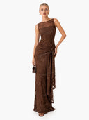 Sequin Jacquard Boat Neck Maxi Dress
