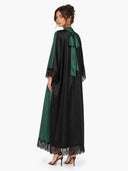 Elegant Color-Block Reversible Satin Lace-Trim Maxi Dress