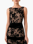 Elegant Flocked Floral Sheer Midi Dress