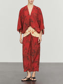 Casual Abstract Tie-Dye Kimono Sleeve Maxi Dress