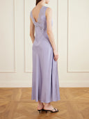 Lace-Trimmed Satin Midi Slip Dress