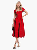 Elegant Wavy Hem A-Line Midi Dress