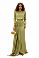Elegant Draped Satin Maxi Dress