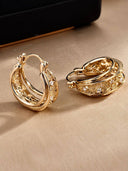 Crystal Filigree Gold Hoop Earrings