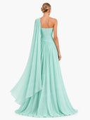 Elegant One-Shoulder Ruched Maxi Dress
