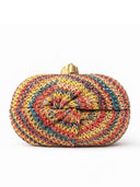Rainbow Multicolor Braided Oval Hard-Shell Evening Handbag